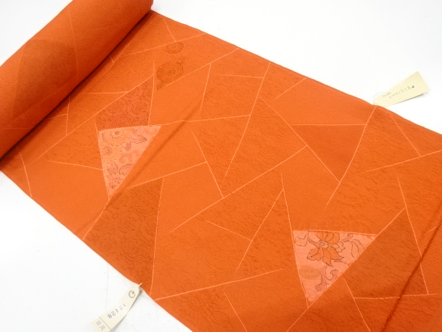 JAPANESE KIMONO / ANTIQUE BOLT FOR HAORI / SILK / SHIBORI / GEOMETRIC PATTERN & FLORAL SARASA